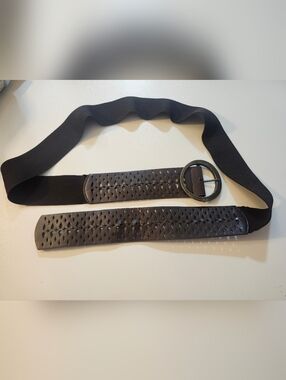 Penningtons Elastic Stretch Women's Belt with Brown Braided Accents